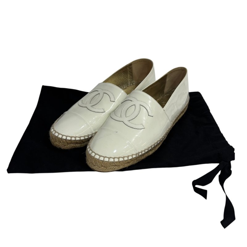 【美收精品】CHANEL 白色矽膠皮革平底鞋 4-557-11