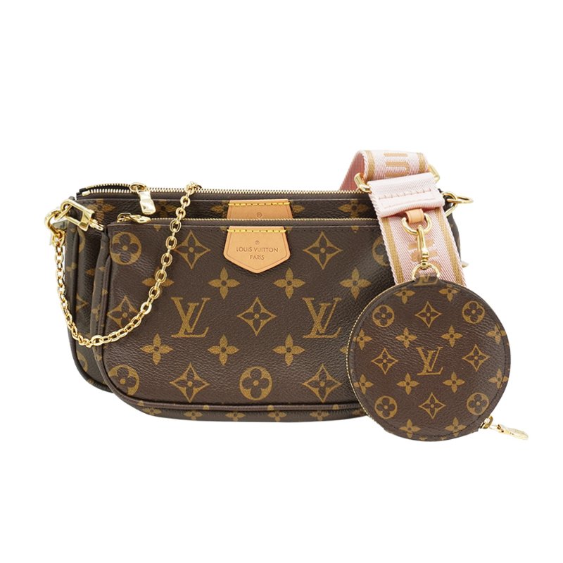 Louis Vuitton Multi Pochette 帆布五合一斜背麻將包(M44840-粉)-0