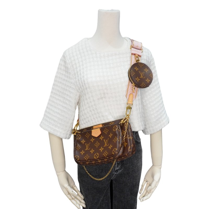 Louis Vuitton Multi Pochette 帆布五合一斜背麻將包(M44840-粉)-4