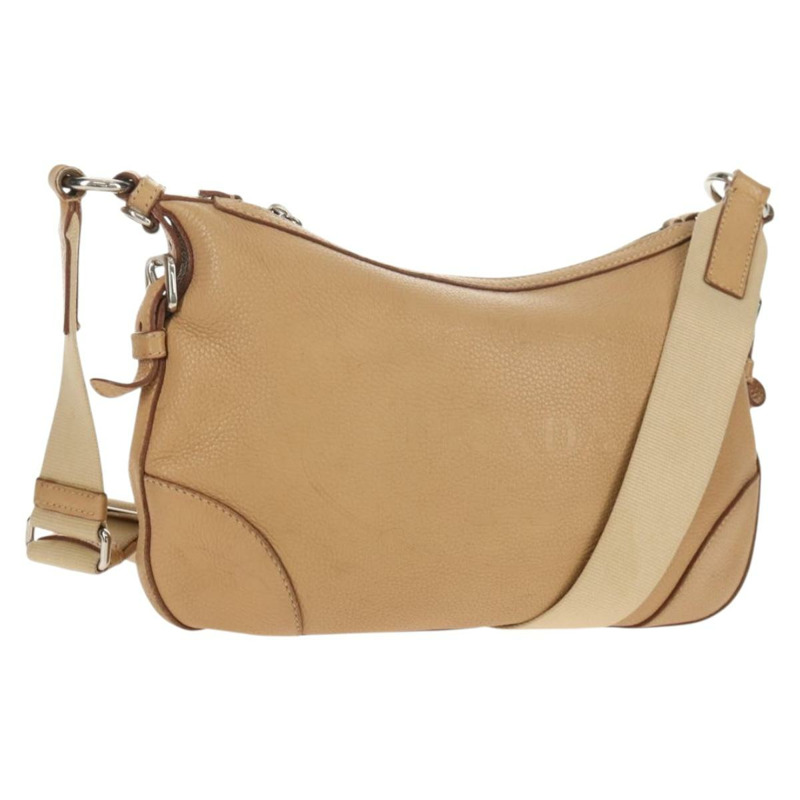 【日本直送】PRADA 皮革單背包 米色 銀色 正品 153864V-0