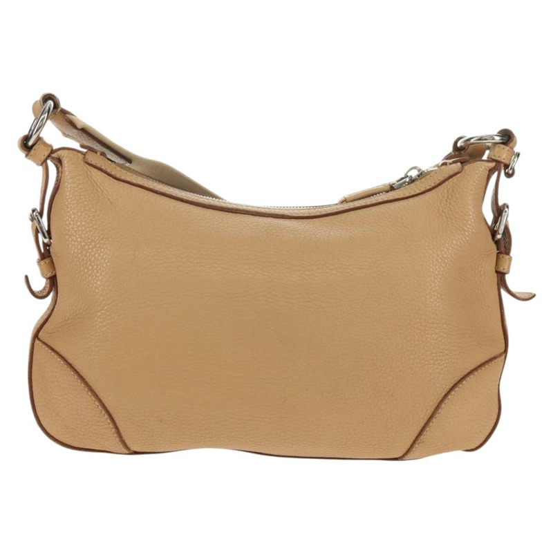 【日本直送】PRADA 皮革單背包 米色 銀色 正品 153864V-1