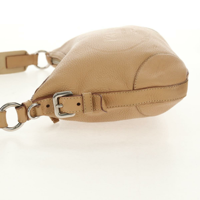 【日本直送】PRADA 皮革單背包 米色 銀色 正品 153864V-2