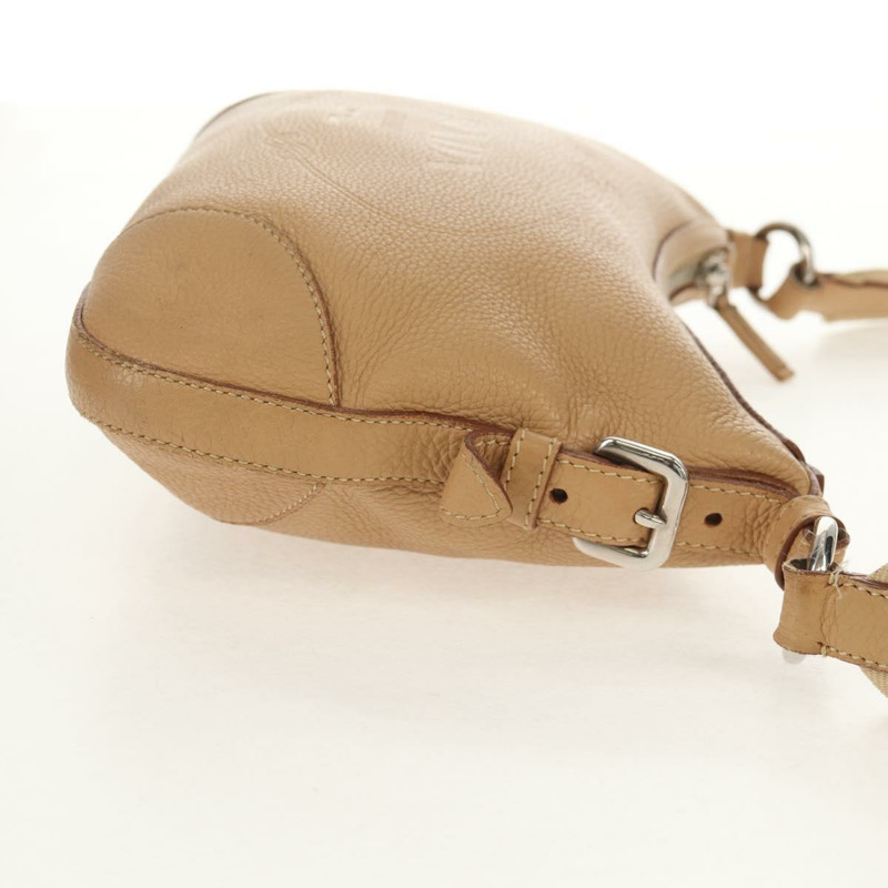 【日本直送】PRADA 皮革單背包 米色 銀色 正品 153864V-3