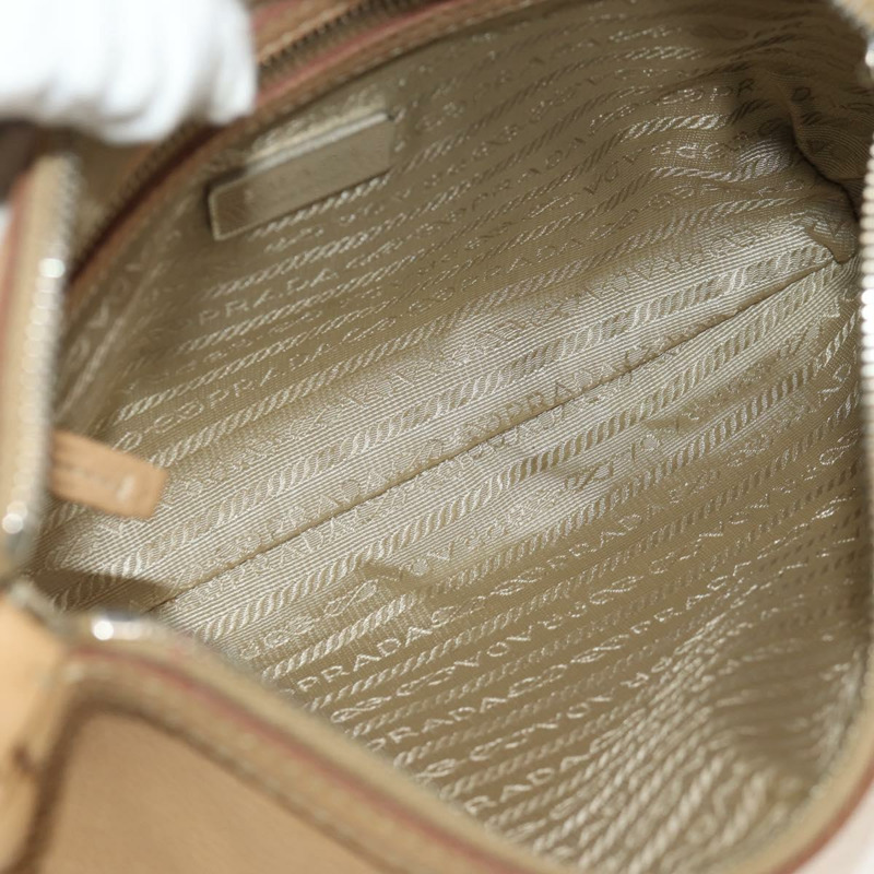 【日本直送】PRADA 皮革單背包 米色 銀色 正品 153864V-9