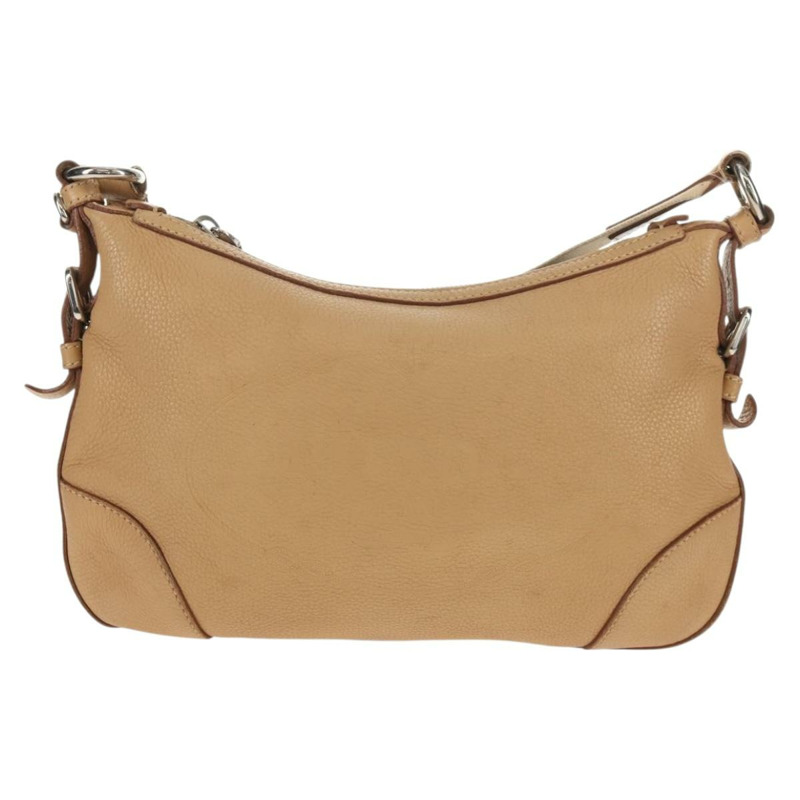 【日本直送】PRADA 皮革單背包 米色 銀色 正品 153864V-12