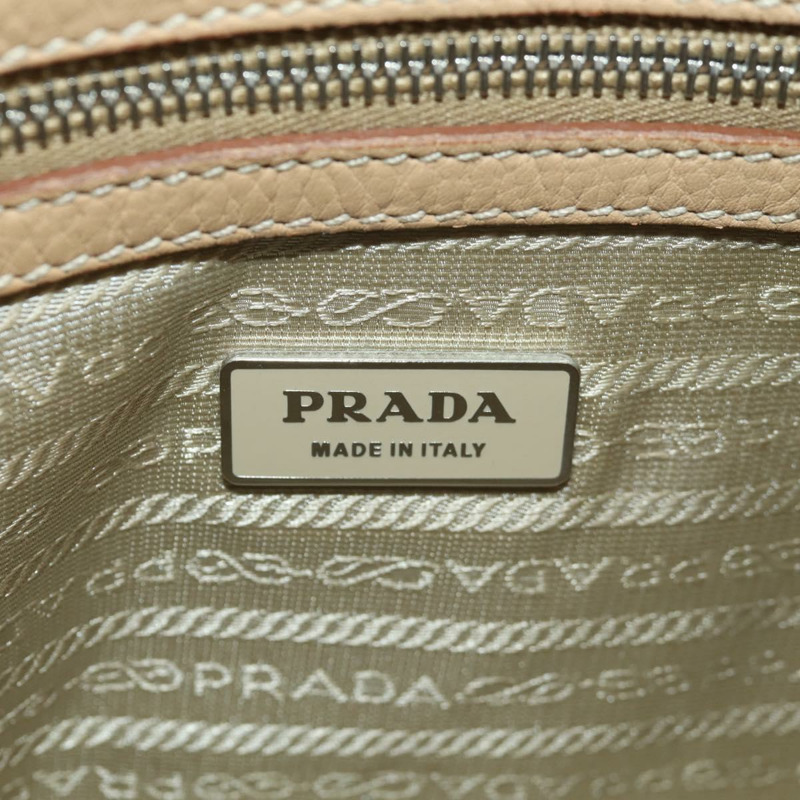 【日本直送】PRADA 皮革單背包 米色 銀色 正品 153864V-23