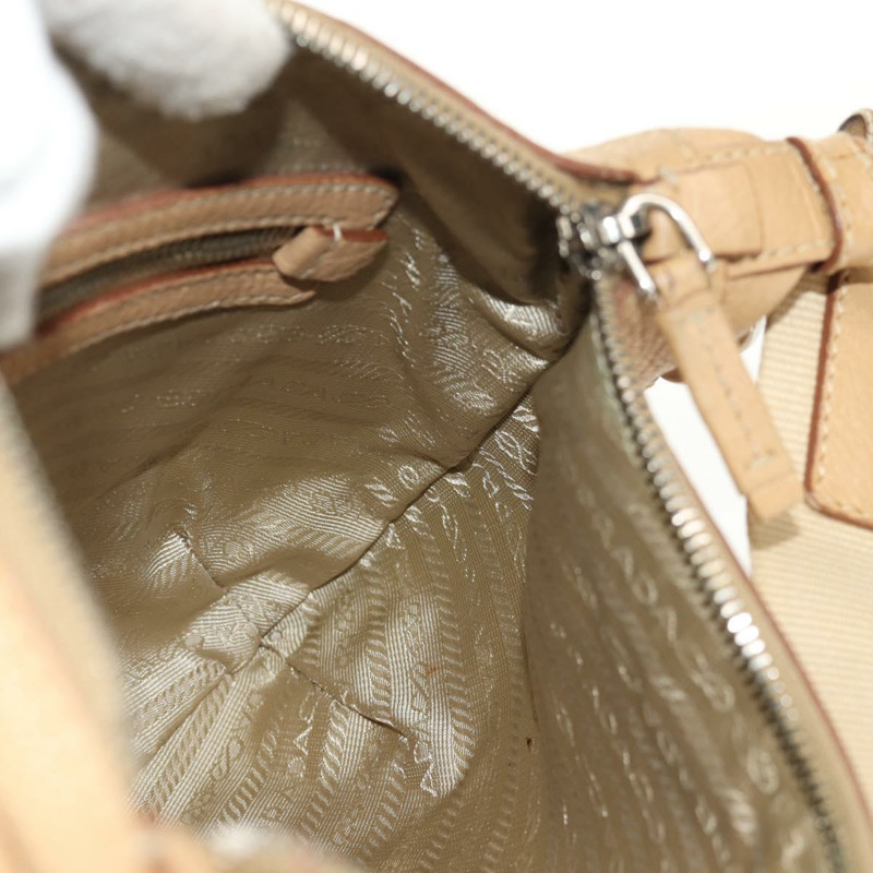 【日本直送】PRADA 皮革單背包 米色 銀色 正品 153864V-24