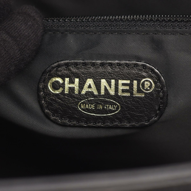 香奈兒 COCO 標誌手提鏈條單背包，小牛皮，黑色，二手，金色五金，女士 CC-3