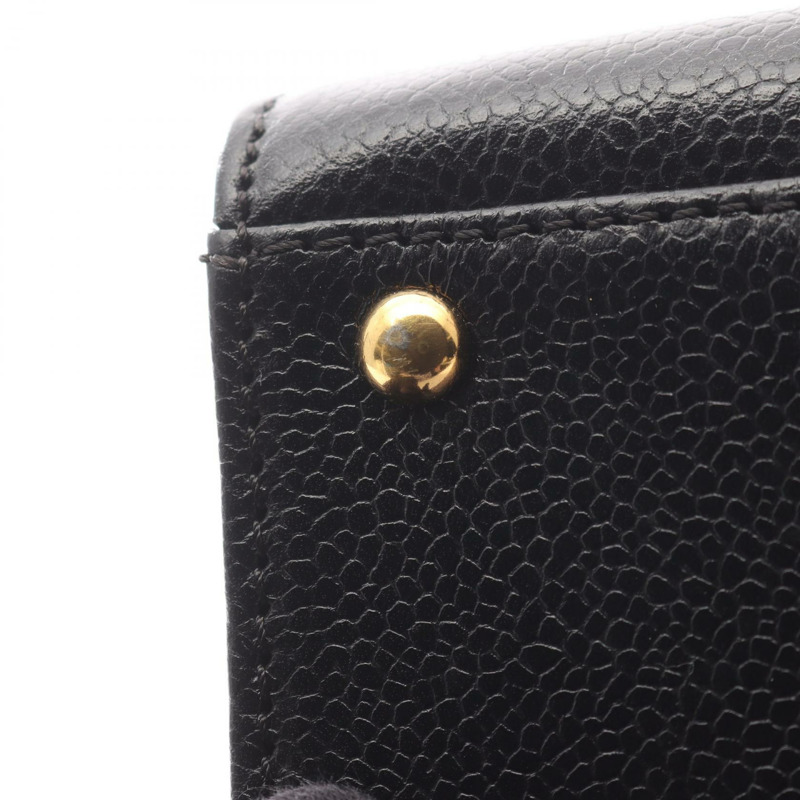 香奈兒 COCO 標誌手提鏈條單背包，小牛皮，黑色，二手，金色五金，女士 CC-6