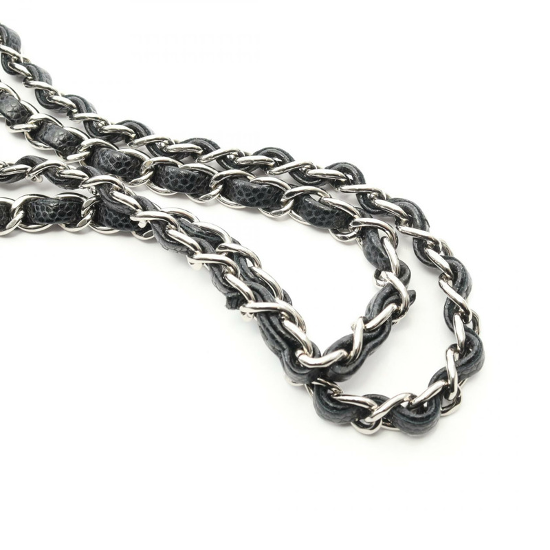 香奈兒 (CHANEL) Matelasse W 翻蓋鏈條單背包 A01113 小牛皮 黑色 二手 SHW CC-9