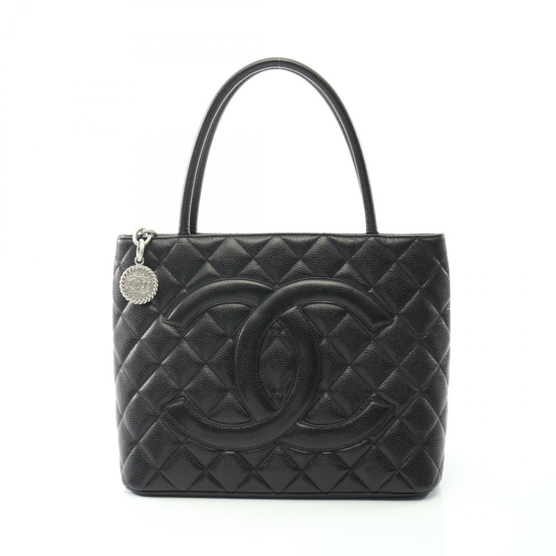 香奈兒 (CHANEL) Medallion Tote 手提包 A01804 小牛皮 黑色 二手 女士 SHW CC Coco-0