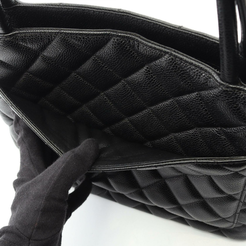 香奈兒 (CHANEL) Medallion Tote 手提包 A01804 小牛皮 黑色 二手 女士 SHW CC Coco-9