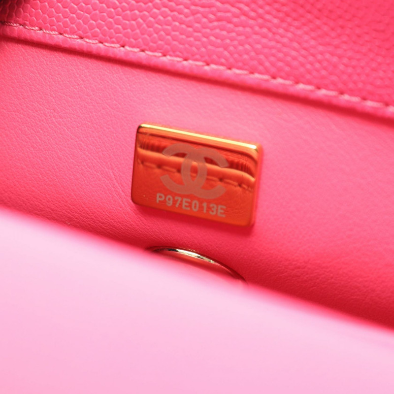 香奈兒 Coco XXS 頂部手柄鏈條單肩背包 AS2215 皮革 粉紅色 金色五金 二手-4