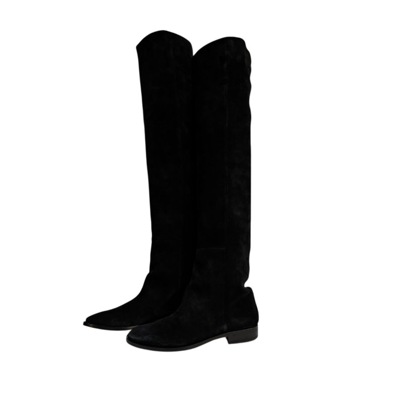 【美收精品】YSL 黑色麂皮長靴 4-558-0