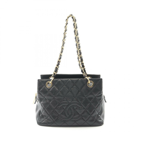 香奈兒 (CHANEL) Matelasse 鏈條肩背手提包，小牛皮材質，黑色，二手，女士款，金色五金配件，CC