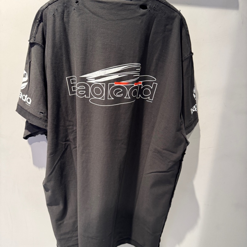 Balenciaga巴黎世家 Logo字母印花圆领短袖T恤 宽松版型 男款 黑色-2