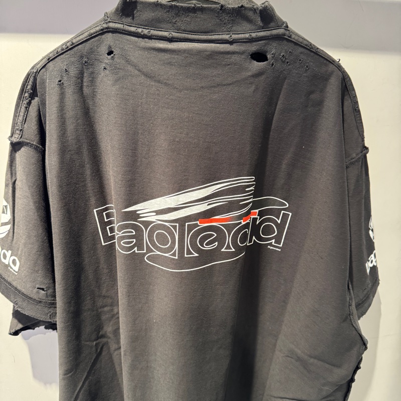 Balenciaga巴黎世家 Logo字母印花圆领短袖T恤 宽松版型 男款 黑色-3