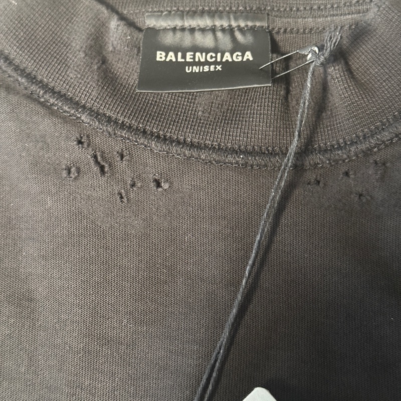 Balenciaga巴黎世家 Logo字母印花圆领短袖T恤 宽松版型 男款 黑色-6