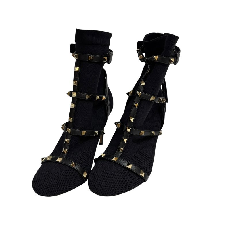 【美收精品】VALENTINO 金色毛釘黑部細根鞋 4-559-0