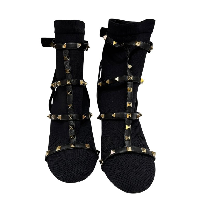 【美收精品】VALENTINO 金色毛釘黑部細根鞋 4-559-2