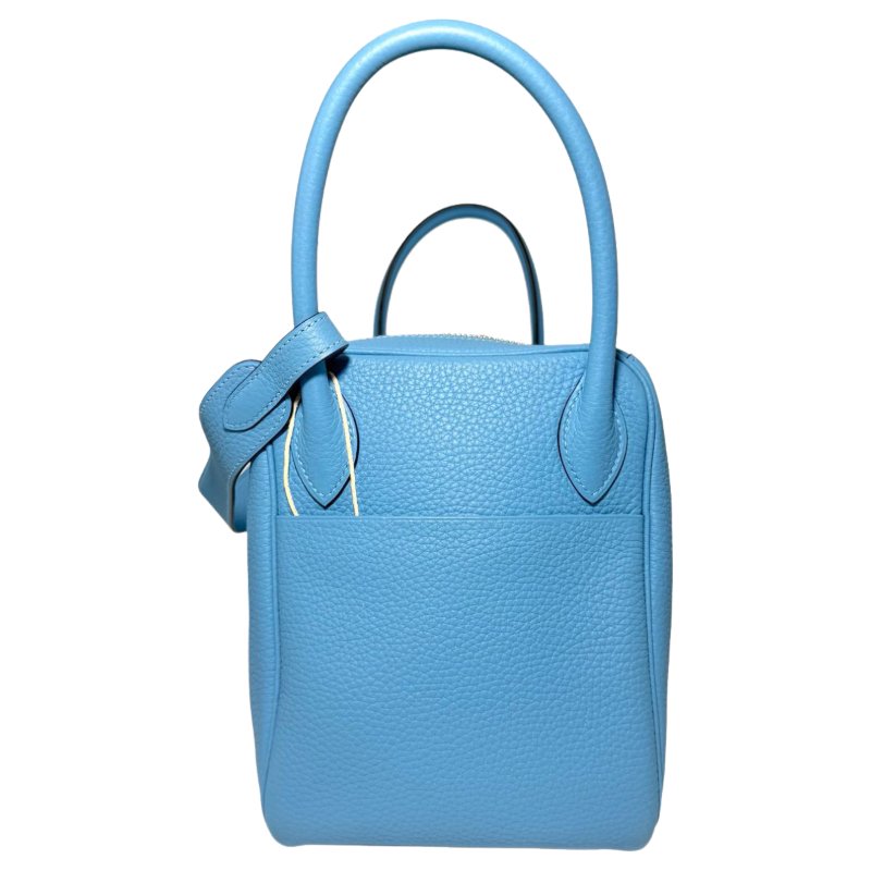 【3038】愛馬仕 Hermès Lindy 30 糖果藍手提包 銀扣 TC皮-3