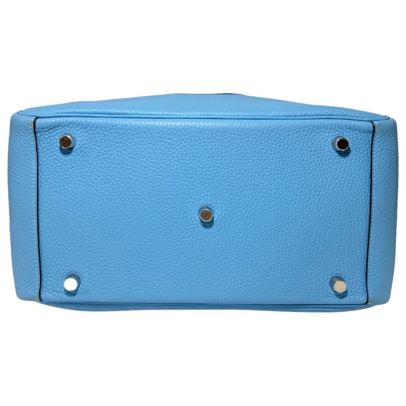 【3038】愛馬仕 Hermès Lindy 30 糖果藍手提包 銀扣 TC皮-4