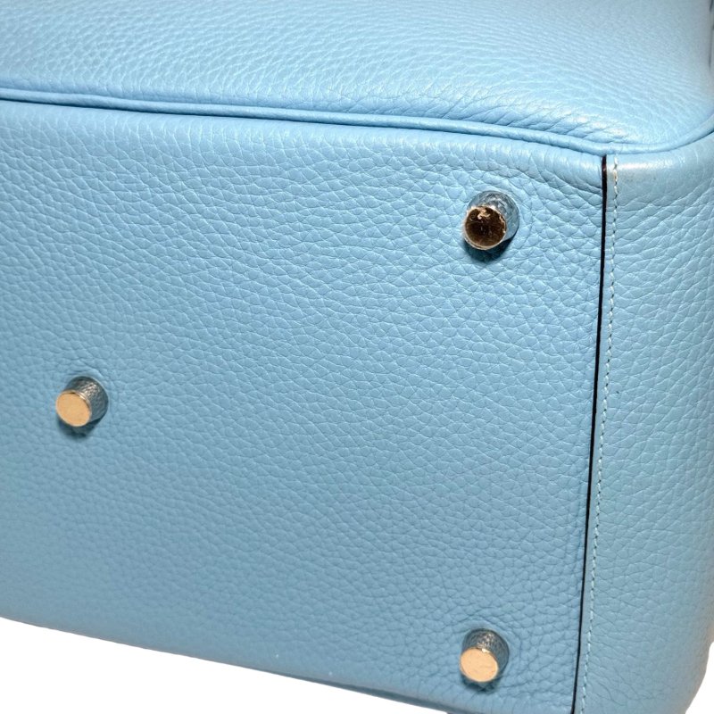 【3038】愛馬仕 Hermès Lindy 30 糖果藍手提包 銀扣 TC皮-7