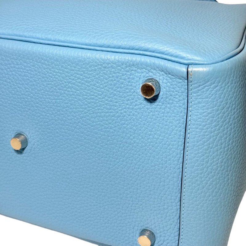 【3038】愛馬仕 Hermès Lindy 30 糖果藍手提包 銀扣 TC皮-8