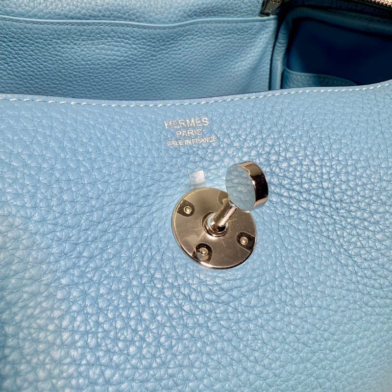 【3038】愛馬仕 Hermès Lindy 30 糖果藍手提包 銀扣 TC皮-10