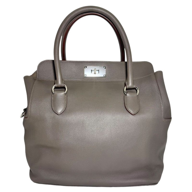 ［2631］ 愛馬仕  Hermès TOOLBOX 26 (錫氣灰)手提包 EV皮 大號 銀扣-1