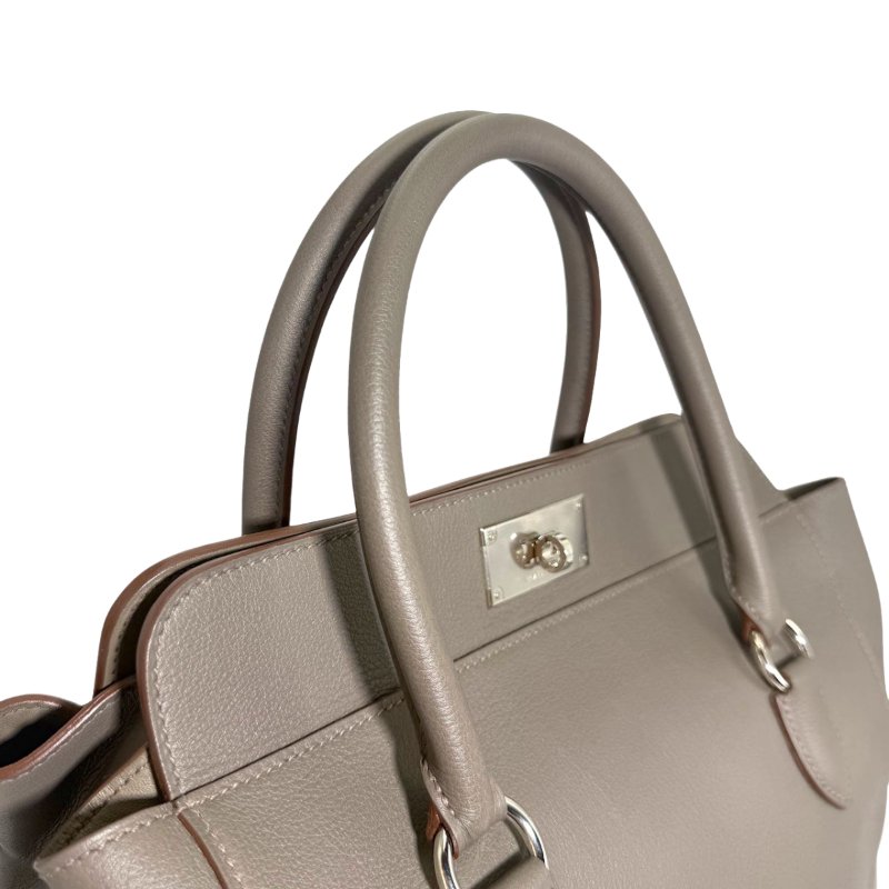 ［2631］ 愛馬仕  Hermès TOOLBOX 26 (錫氣灰)手提包 EV皮 大號 銀扣-8