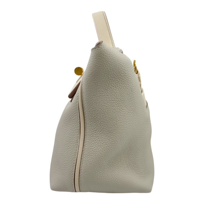 ［3260］愛馬仕 Hermès 2424 冰川白 手提包 TOGO 小號  金扣-3