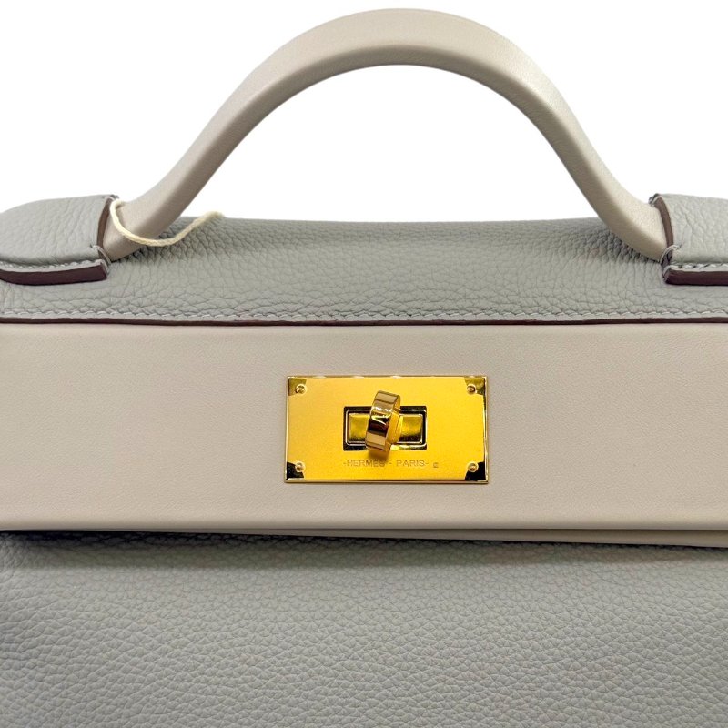 ［3260］愛馬仕 Hermès 2424 冰川白 手提包 TOGO 小號  金扣-8