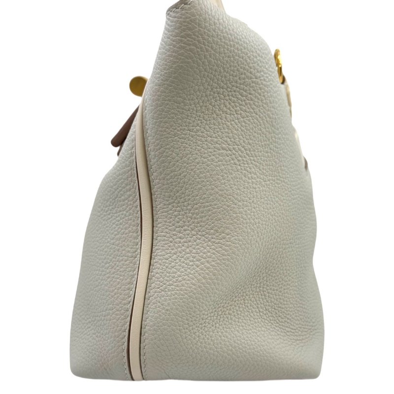 ［3260］愛馬仕 Hermès 2424 冰川白 手提包 TOGO 小號  金扣-10