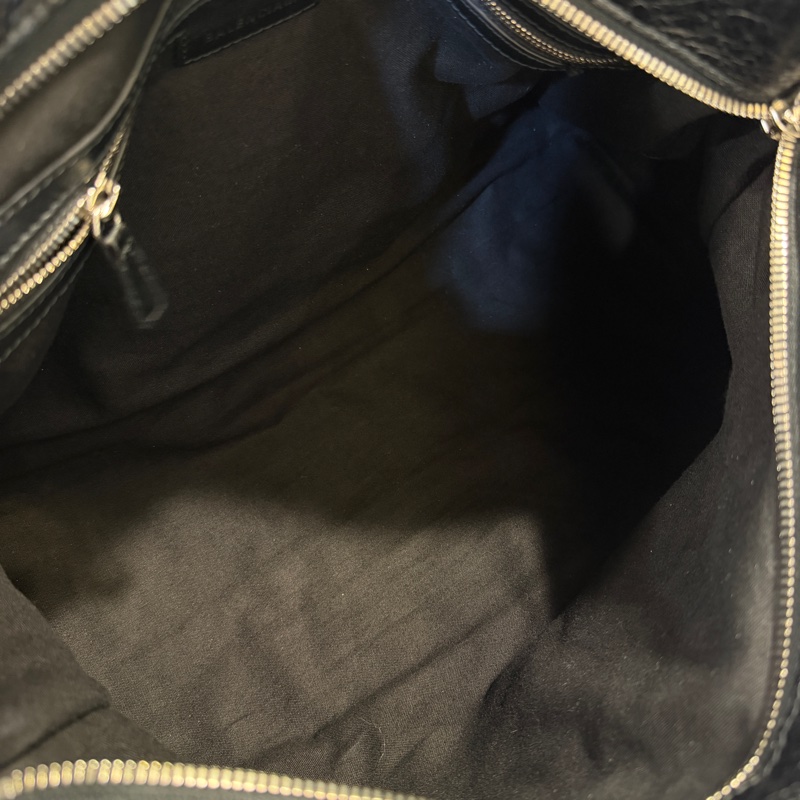 Balenciaga 黑復刻羊皮銀釦手提斜背中號機車包-9