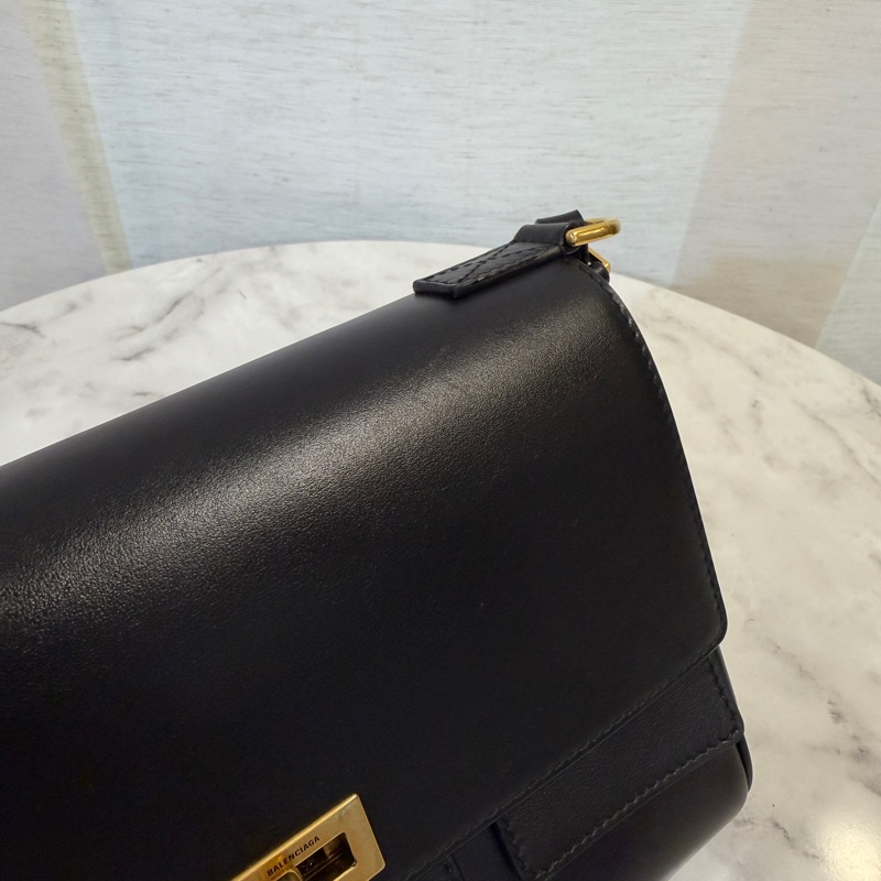 Balenciaga 黑牛皮霧金釦Bel Air XS肩斜背包-1