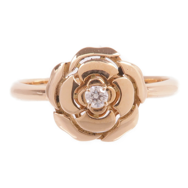 CHANEL 18K玫瑰金Extrait de Camelia Ring鑽石戒指Chanel#58/US#8.25US#-1