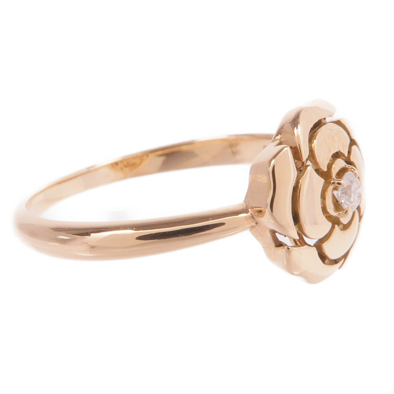 CHANEL 18K玫瑰金Extrait de Camelia Ring鑽石戒指Chanel#58/US#8.25US#-3