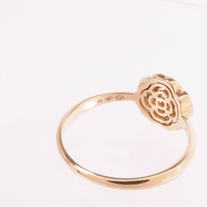 CHANEL 18K玫瑰金Extrait de Camelia Ring鑽石戒指Chanel#58/US#8.25US#-4