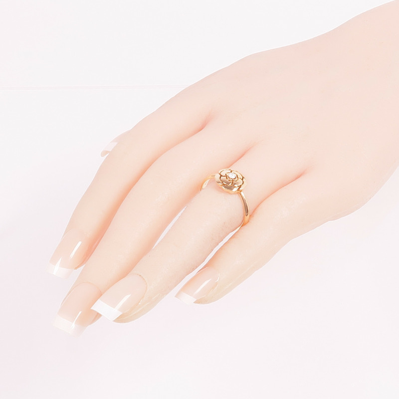 CHANEL 18K玫瑰金Extrait de Camelia Ring鑽石戒指Chanel#58/US#8.25US#-7