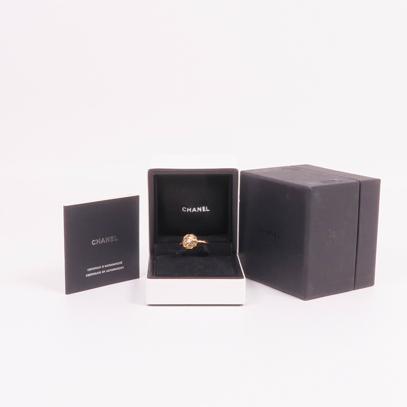 CHANEL 18K玫瑰金Extrait de Camelia Ring鑽石戒指Chanel#58/US#8.25US#-8
