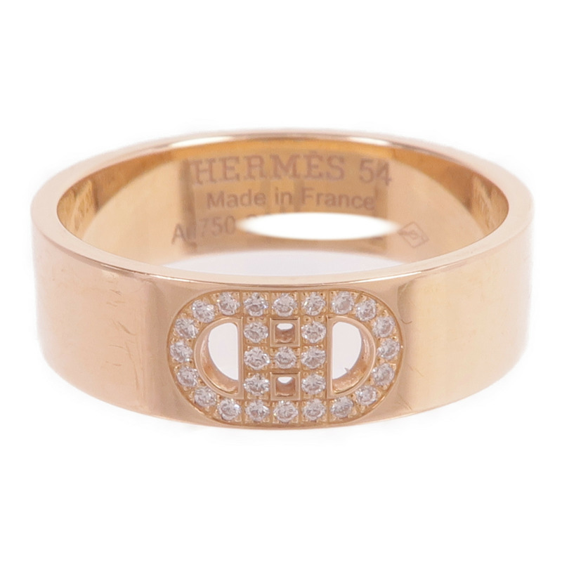 HERMES 18K玫瑰金H d'Ancre Ring鑽石戒指Hermes#54/US#6.75-1