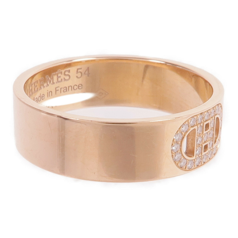 HERMES 18K玫瑰金H d'Ancre Ring鑽石戒指Hermes#54/US#6.75-3