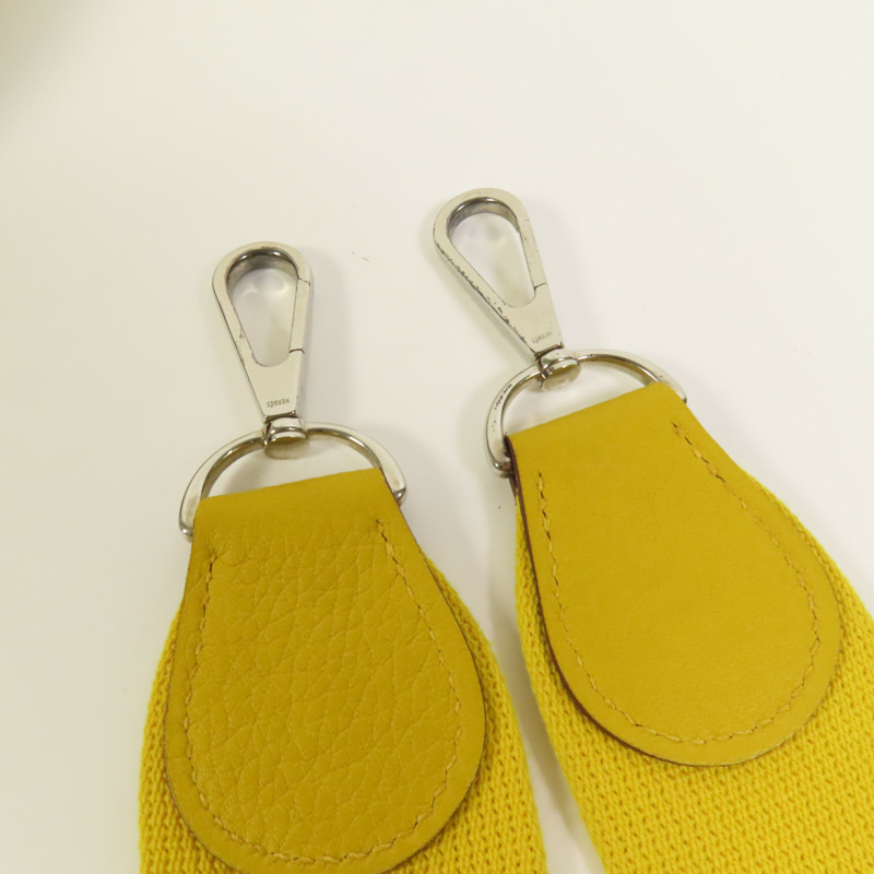 HERMES 帆布/皮革Evelyne PM銀扣肩背袋Soleil-7