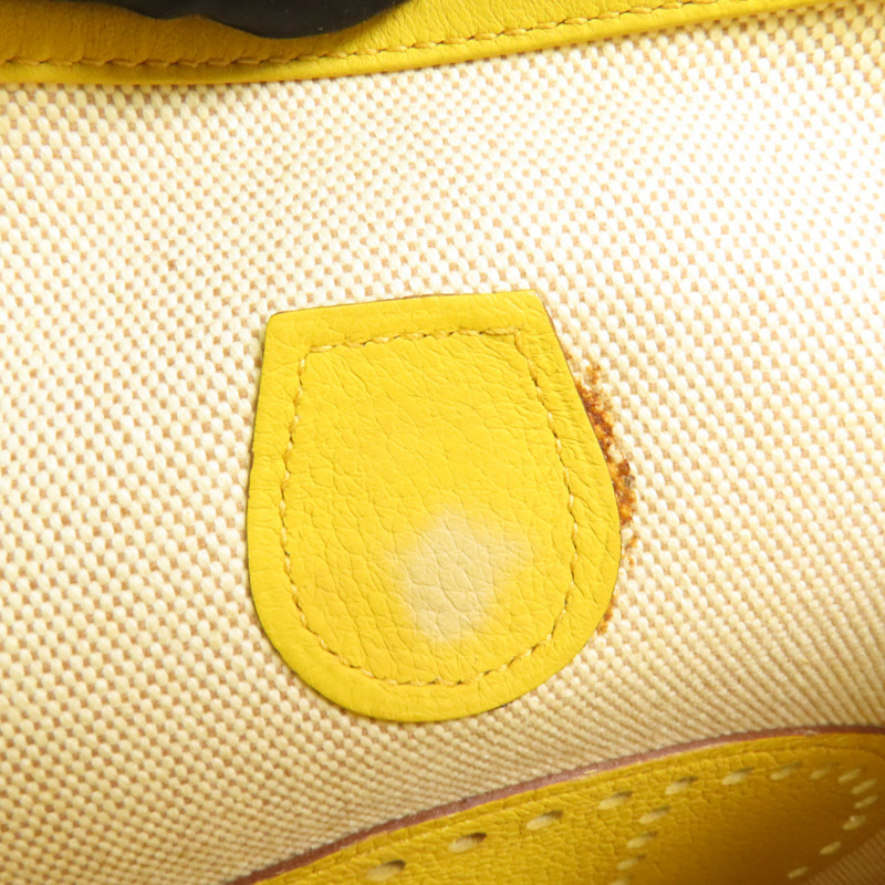 HERMES 帆布/皮革Evelyne PM銀扣肩背袋Soleil-9