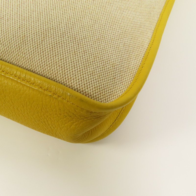 HERMES 帆布/皮革Evelyne PM銀扣肩背袋Soleil-13