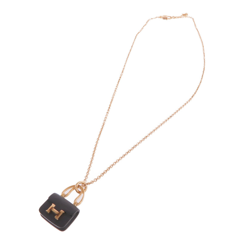 HERMES 18K玫瑰金Pendentif Amulettes Constance翡翠項鍊-2