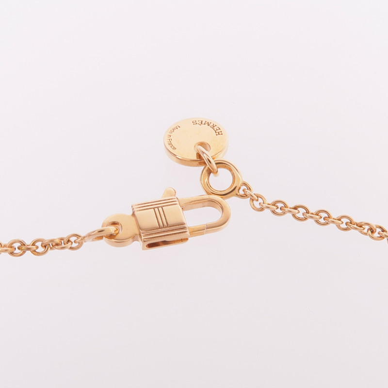 HERMES 18K玫瑰金Pendentif Amulettes Constance翡翠項鍊-4