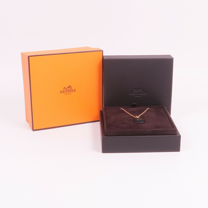 HERMES 18K玫瑰金Pendentif Amulettes Constance翡翠項鍊-7