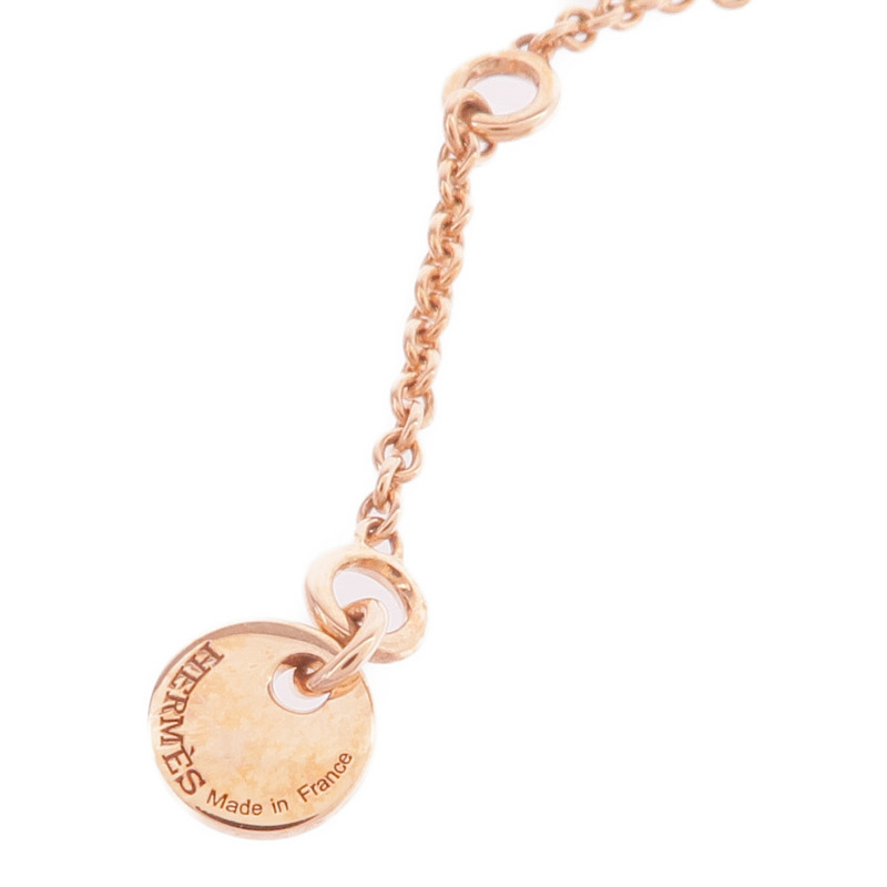 HERMES 18K玫瑰金Pendentif Amulettes Kelly翡翠項鍊-6